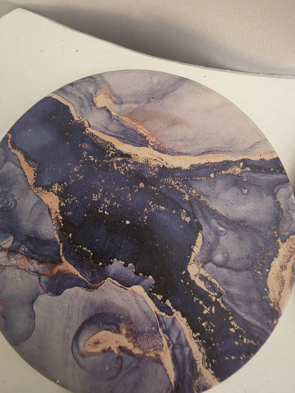 Set of 4 Navy Blue & Gold Marble Ceramic Absorbent Drink Coasters